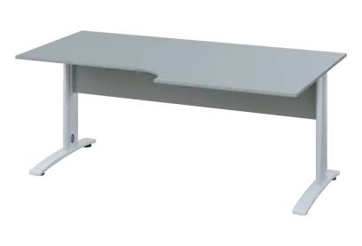 ERK 18 - 188 stůl kancelářský, rohový, pravý, kovová podnož bílá, deska 18 mm, široký 1800 mm, šedá